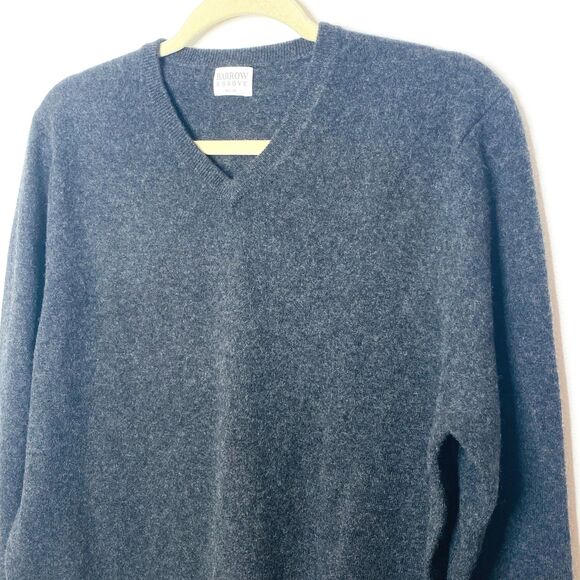 Barrow & Grove Mens Gray V Neck Long Sleeve Cashmere Pullover Sweater Sz M - Picture 9 of 11